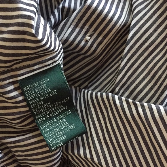 RALPH LAUREN 💯% COTTON STRIPE LS BUTTON UP TOP M - Picture 5 of 6